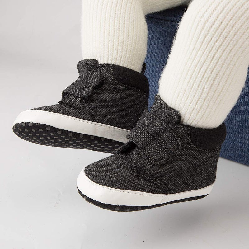 Babelvit Baby Boy Girl Soft Sole Canvas Sneakers Sparkle High Top Lace Up Infant Unisex Ankle Shoes Boots Toddler Newborn Prewalker First Baby Walking Crib Shoes - Image 2